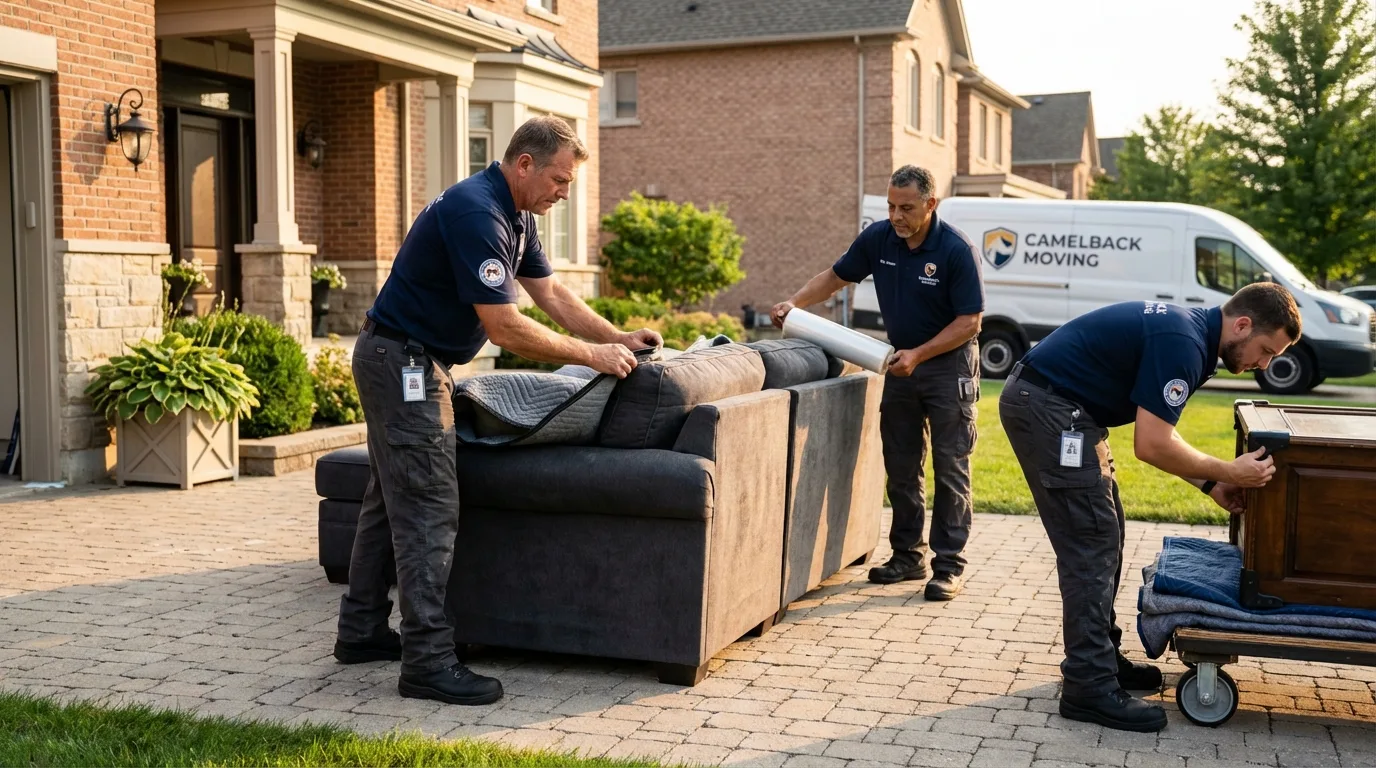 Large estate moving crew wrapping furniture in Ville Platte, LA