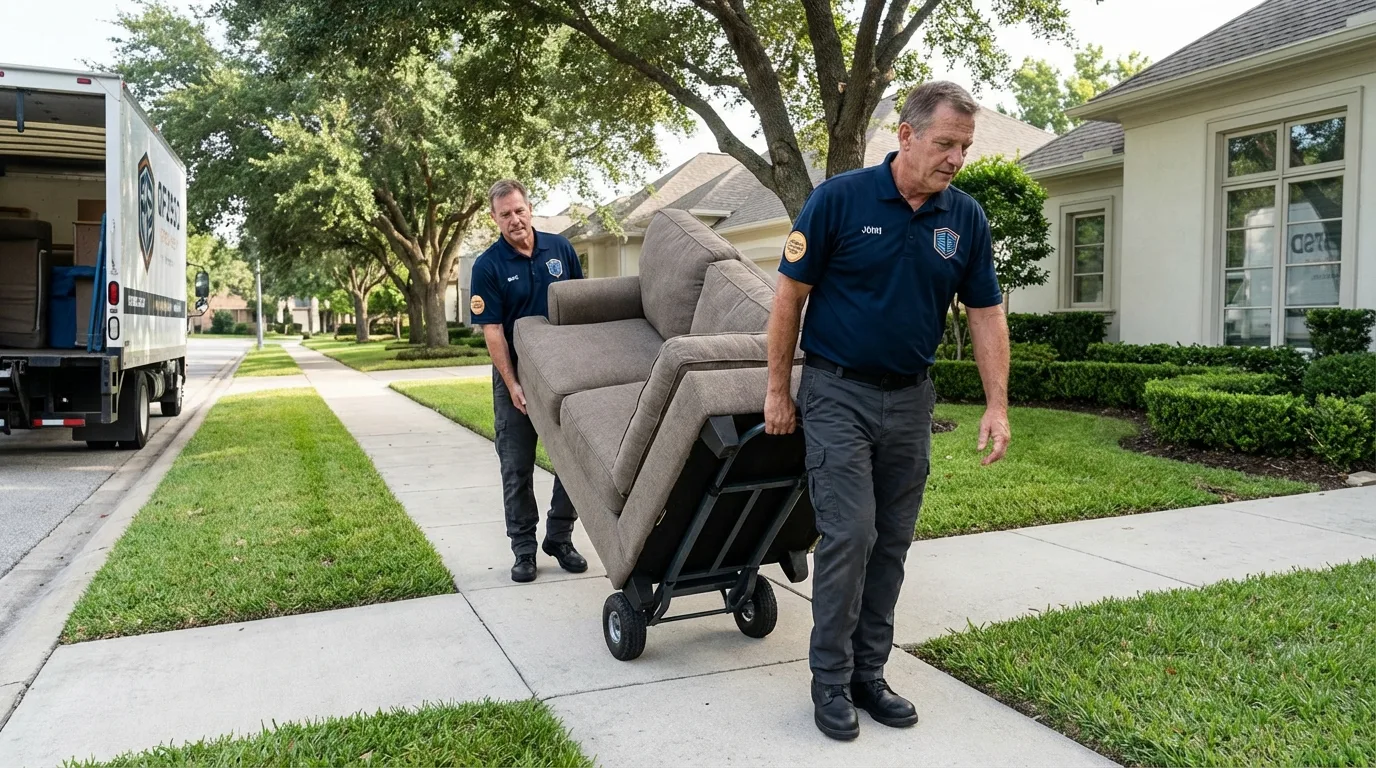 Local residential moving crew loading furniture in Ville Platte, LA