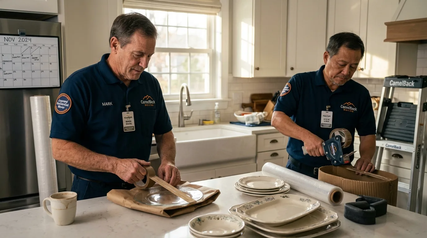Professional crew packing kitchen dishware in Ville Platte, LA